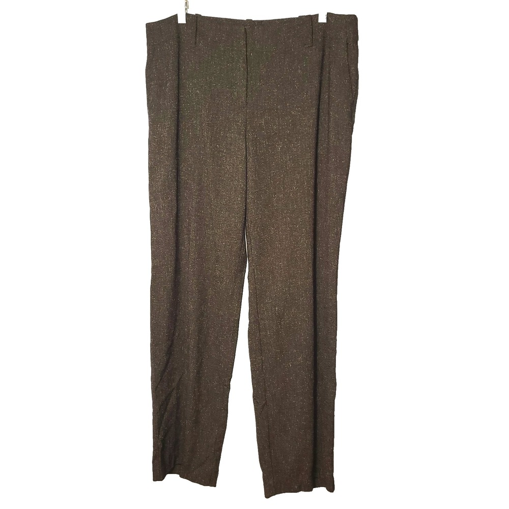 J Jill Brown Tweed Marled Stretch Flat Front Straight Leg Pant 14‎ Academia